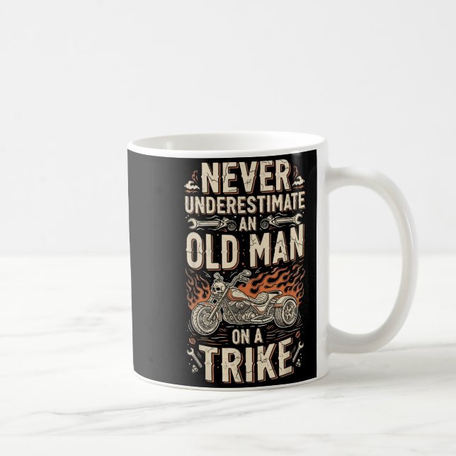 Funny Never Underestimate An Old Man On A Trike Gr Coffee Mug (Right)