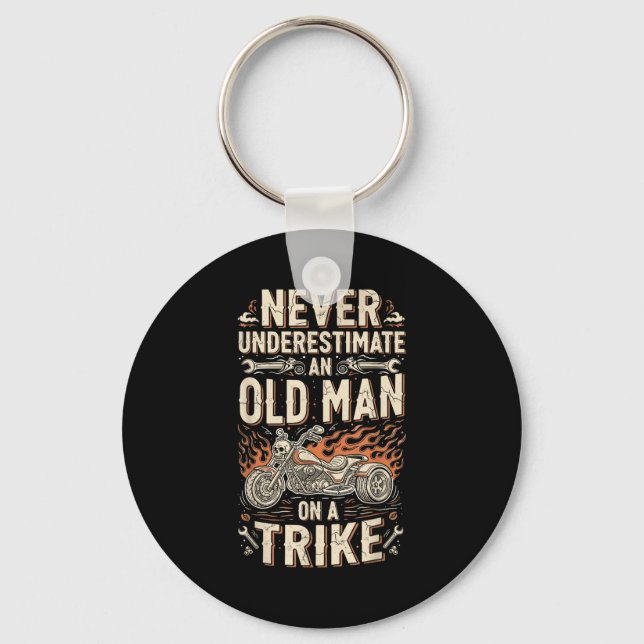 Funny Never Underestimate An Old Man On A Trike Gr Key Ring (Front)
