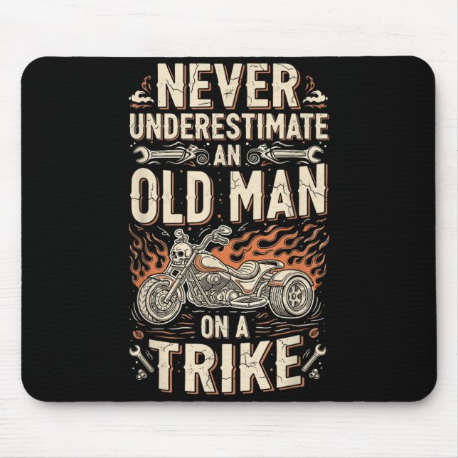 Funny Never Underestimate An Old Man On A Trike Gr Mouse Mat (Front)