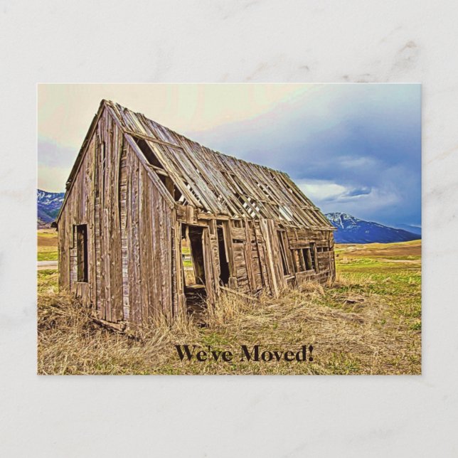 Funny New Address Announcements Rustic Postcard (Front)