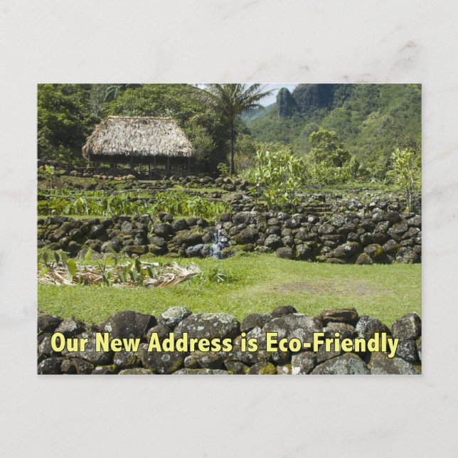 Funny New Address - Eco Friendly Hut Announcement Postcard (Front)