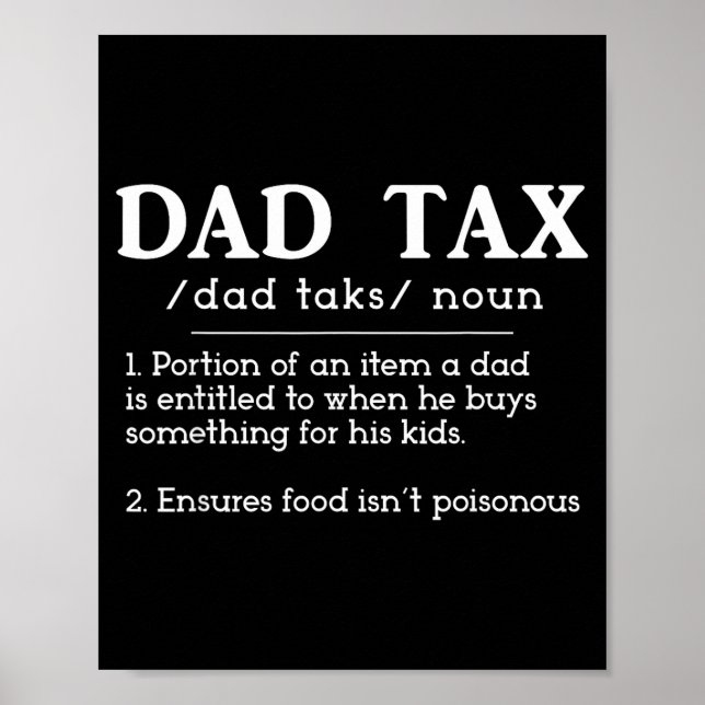 Funny New Dad Birthday For Fathers Day Dad Tax Def Poster (Front)