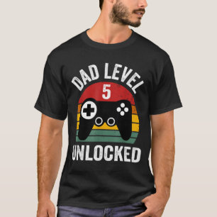 Funny New Dad Shirt Dad Level 5 Unlocked For 5 Kid