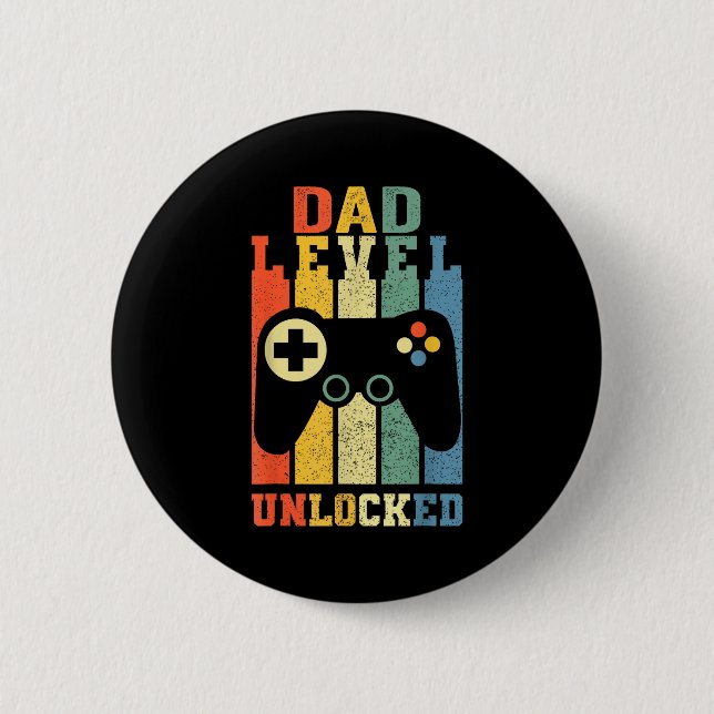 Funny New Dad Shirt Dad Level Unlocked Day Tee Shi 6 Cm Round Badge (Front)