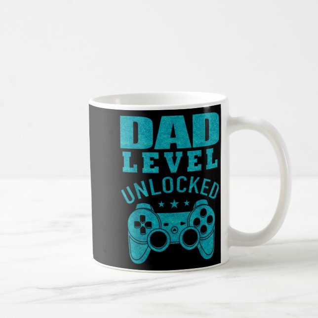 Funny New Dad Shirt Dad Level Unlocked Day Tee Shi Coffee Mug (Right)