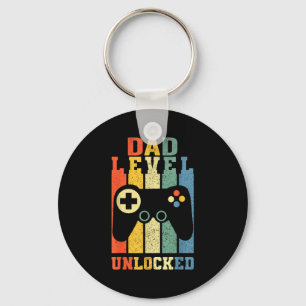Funny New Dad Shirt Dad Level Unlocked Day Tee Shi Key Ring