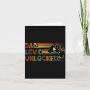Funny New Dad Shirt Dad Level Unlocked Gaming Game Card