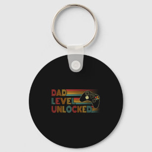 Funny New Dad Shirt Dad Level Unlocked Gaming Game Key Ring