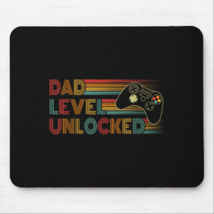 Funny New Dad Shirt Dad Level Unlocked Gaming Game Mouse Mat