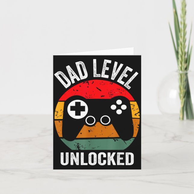 Funny New Dad Shirt Dad Level Unlocked Tee Shirt G Card (Front)