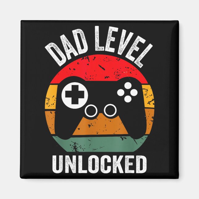 Funny New Dad Shirt Dad Level Unlocked Tee Shirt G Magnet (Front)