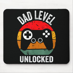 Funny New Dad Shirt Dad Level Unlocked Tee Shirt G Mouse Mat