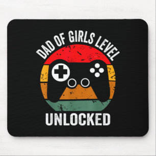 Funny New Dad Shirt Dad Of Girls Level Unlocked Te Mouse Mat