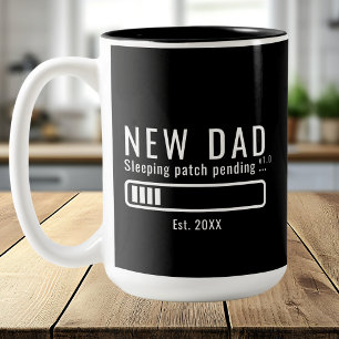 Funny New Dad Sleeping Patch Pending Est. Two-Tone Coffee Mug