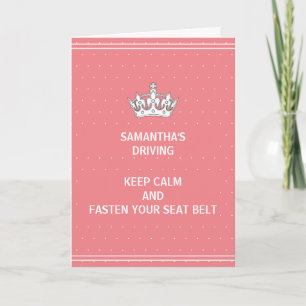 Funny New Driver Girly Pink Congratulations Card