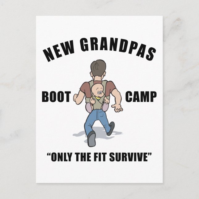 Funny New Grandpa Boot Camp Postcard (Front)
