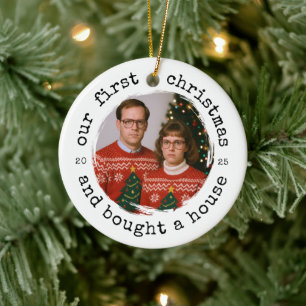 Funny New Home First Christmas & Bought a House Ceramic Tree Decoration