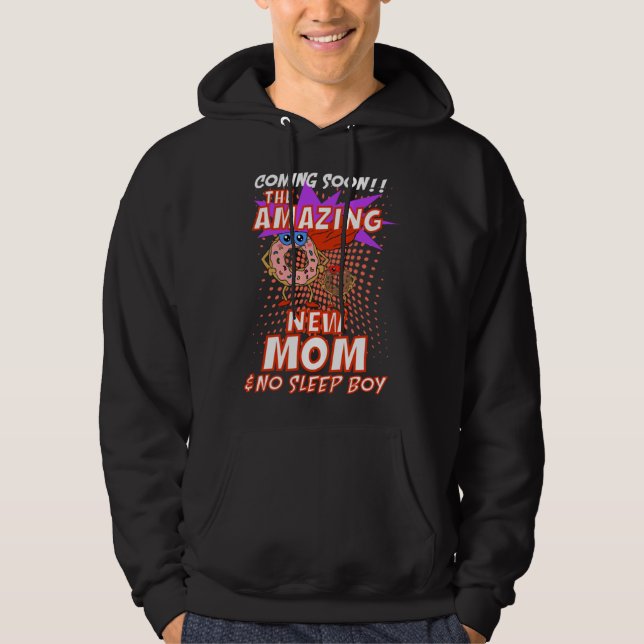 Funny New Mom Donut Pregnancy Boy Baby Gender Reve Hoodie (Front)