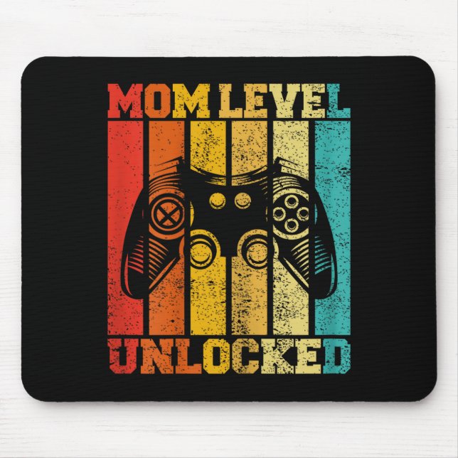 Funny New Mom Level Unlocked Gaming Pregnancy Anno Mouse Mat (Front)
