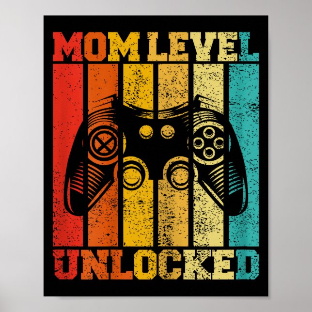 Funny New Mom Level Unlocked Gaming Pregnancy Anno Poster (Front)