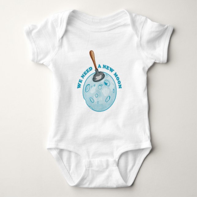 Funny new moon astronomy baby bodysuit (Front)