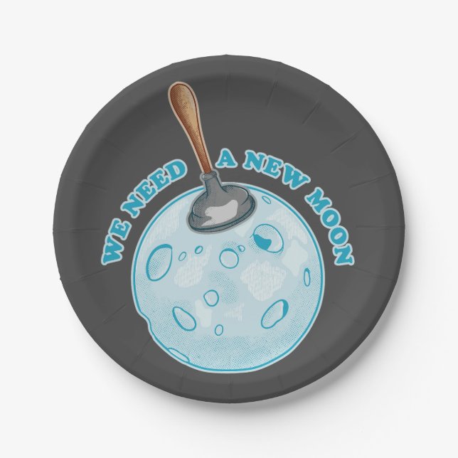Funny new moon astronomy paper plate (Front)