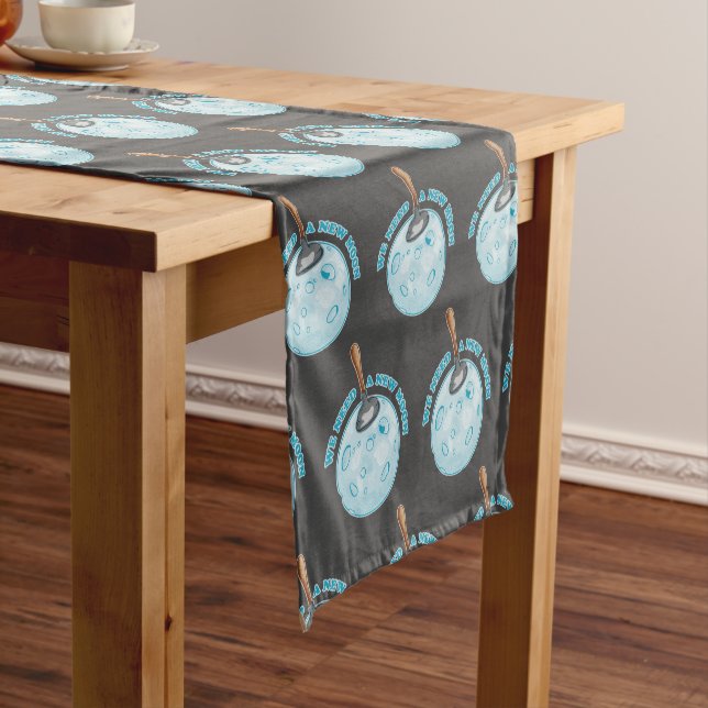 Funny new moon astronomy short table runner (In Situ)