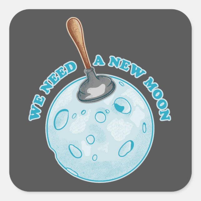 Funny new moon astronomy square sticker (Front)