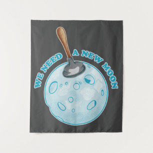 Funny new moon astronomy tapestry