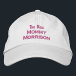 Funny New Mummy New Baby Custom Mum Last Name Embroidered Hat<br><div class="desc">Surprise the new mum (or mother to be) with this cool baseball style cap that features a text design that reads "The New Mummy Morrison" (insert custom last name). Pictured above is pink text on a khaki cap but you can easily change the text and cap colours to your liking....</div>