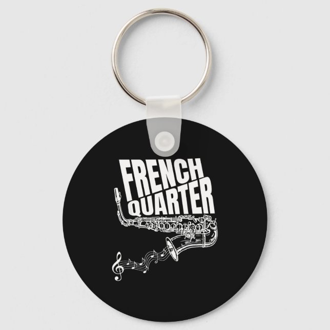 Funny New Orleans Mardi Gras Jazz Saxophone  Key Ring (Front)
