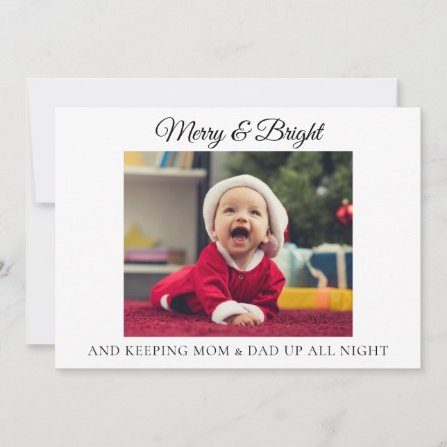 Funny New Parents Christmas Birth Announcement (Front)