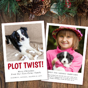 Funny New Puppy Family Photo Christmas Holiday Card