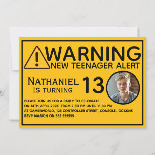 Funny New teenager 13th Birthday Invitation