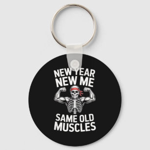 Funny New Year Gym Skeleton Resolution Workout Hum Key Ring