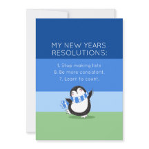 Funny New Year Resolution Holiday Card in Blue