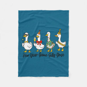 Funny New Year Same Silly Goose Happy New Year 202 Fleece Blanket