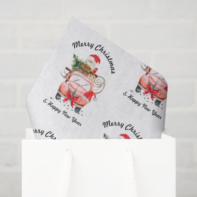 Funny new year truck Christmas Tissue Paper (Gift Bag)