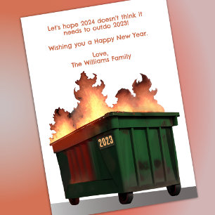 Funny New Years Dumpster Fire Holiday Card