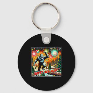 Funny New Years Eve 2024 Bigfoot And Fireworks Hum Key Ring