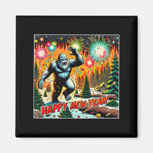 Funny New Years Eve 2024 Bigfoot And Fireworks Hum Magnet