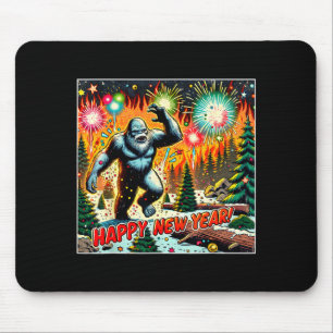 Funny New Years Eve 2024 Bigfoot And Fireworks Hum Mouse Mat
