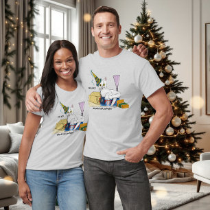 Funny New Year's Eve Aftermath White Cat T-Shirt