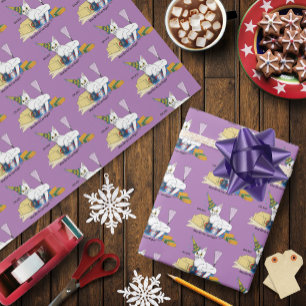 Funny New Year's Eve Aftermath White Cat Wrapping Paper