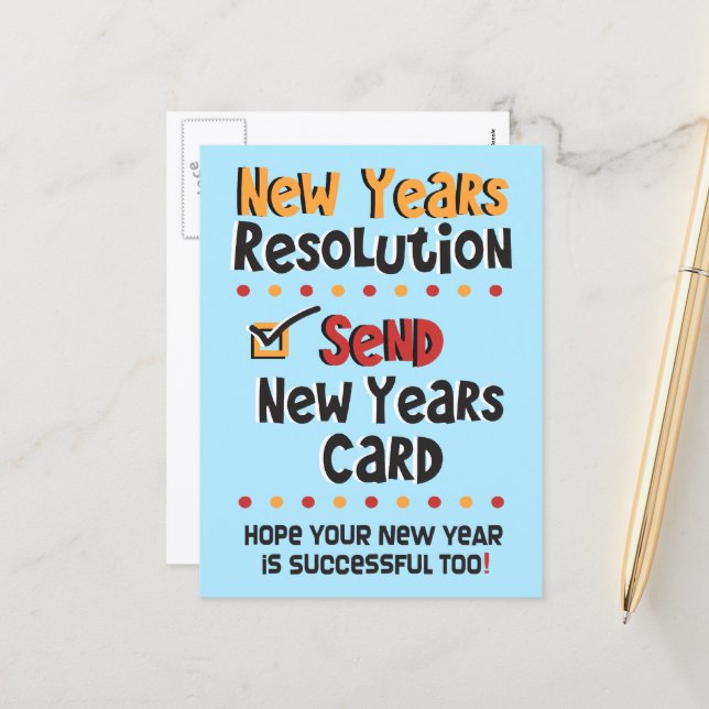 Funny New Years Resolution © New Year Holiday Card (Front/Back In Situ)