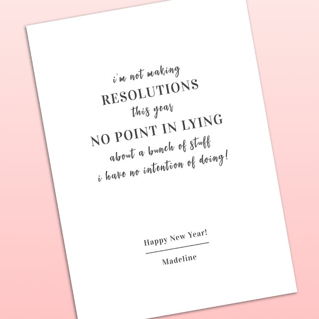 Funny New Year's Resolutions Holiday Card (Creator Uploaded)
