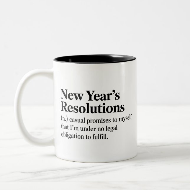 Funny New Year's Resolutions Sarcastic New Year   Two-Tone Coffee Mug (Left)