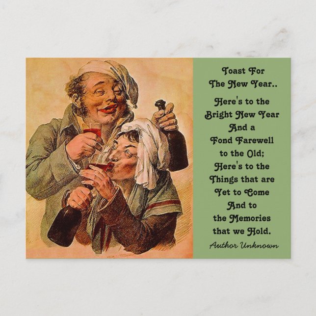 Funny New Year's Toast Couple Toasting Postcards (Front)