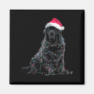 Funny Newfoundland Christmas Graphic Dog Lights Lo Magnet