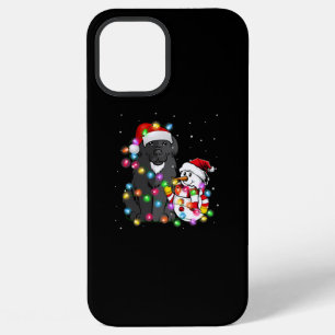Funny Newfoundland Dog Christmas Snowman Light iPhone 12 Pro Max Case